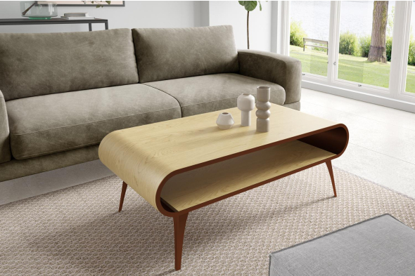 ARISTO – elegancki stolik kawowy z blatem z obłogu dębowego